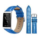 For Fitbit Charge 4 / 3 18mm xDfind Bamboo Texture Pin Buckle Leather Watch Band(Blue)