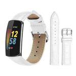 For Fitbit Charge 6 / 5 18mm xDfind Bamboo Texture Pin Buckle Leather Watch Band(White)
