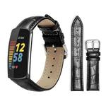 For Fitbit Charge 6 / 5 18mm xDfind Bamboo Texture Pin Buckle Leather Watch Band(Black)
