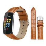 For Fitbit Charge 6 / 5 18mm xDfind Bamboo Texture Pin Buckle Leather Watch Band(Light Brown)