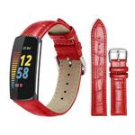 For Fitbit Charge 6 / 5 18mm xDfind Bamboo Texture Pin Buckle Leather Watch Band(Red)