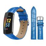 For Fitbit Charge 6 / 5 18mm xDfind Bamboo Texture Pin Buckle Leather Watch Band(Blue)