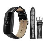 For Fitbit Inspire 2 / Ace 3 14mm xDfind Bamboo Texture Pin Buckle Leather Watch Band(Black)