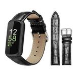 For Fitbit Inspire 3 12mm xDfind Bamboo Texture Pin Buckle Leather Watch Band(Black)