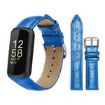 For Fitbit Inspire 3 12mm xDfind Bamboo Texture Pin Buckle Leather Watch Band(Blue)