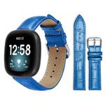 For Fitbit Versa 4 / 3 / Sense2 / 1 20mm xDfind Bamboo Texture Pin Buckle Leather Watch Band(Blue)