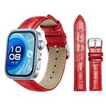 For Huawei Watch Fit 4 Pro / Fit 4 / Fit 3 20mm xDfind Bamboo Texture Pin Buckle Leather Watch Band(Red)