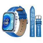 For Huawei Watch Fit 4 Pro / Fit 4 / Fit 3 20mm xDfind Bamboo Texture Pin Buckle Leather Watch Band(Blue)