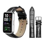 For Huawei Band 10 / 9 / 8 14mm xDfind Bamboo Texture Pin Buckle Leather Watch Band(Black)
