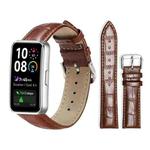 For Huawei Band 10 / 9 / 8 14mm xDfind Bamboo Texture Pin Buckle Leather Watch Band(Dark Brown)