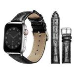 For Apple Watch 42 / 44 / 45 / 46 / 49mm xDfind Bamboo Texture Pin Buckle Leather Watch Band(Black)