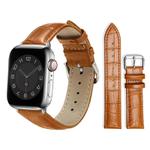 For Apple Watch 42 / 44 / 45 / 46 / 49mm xDfind Bamboo Texture Pin Buckle Leather Watch Band(Light Brown)