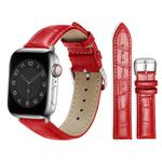 For Apple Watch 42 / 44 / 45 / 46 / 49mm xDfind Bamboo Texture Pin Buckle Leather Watch Band(Red)