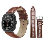 For Samsung Galaxy Watch Ultra 47mm 22mm xDfind Bamboo Texture Pin Buckle Leather Watch Band(Dark Brown)