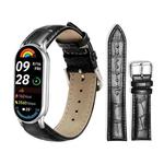 For Xiaomi Smart Band 10 / 9 / 8 / NFC 14mm xDfind Bamboo Texture Pin Buckle Leather Watch Band(Black)