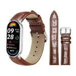 For Xiaomi Smart Band 10 / 9 / 8 / NFC 14mm xDfind Bamboo Texture Pin Buckle Leather Watch Band(Dark Brown)