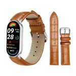 For Xiaomi Smart Band 10 / 9 / 8 / NFC 14mm xDfind Bamboo Texture Pin Buckle Leather Watch Band(Light Brown)