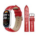 For Xiaomi Smart Band 10 / 9 / 8 / NFC 14mm xDfind Bamboo Texture Pin Buckle Leather Watch Band(Red)