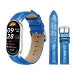 For Xiaomi Smart Band 10 / 9 / 8 / NFC 14mm xDfind Bamboo Texture Pin Buckle Leather Watch Band(Blue)
