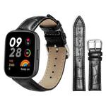 For Redmi Watch 3 20mm xDfind Bamboo Texture Pin Buckle Leather Watch Band(Black)