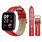 For Redmi Watch 3 20mm xDfind Bamboo Texture Pin Buckle Leather Watch Band(Red)