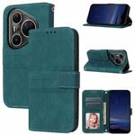 For Huawei Pura 80 Ultra 5G Embossed Stripes Skin Feel Leather Phone Case(Dark Green)