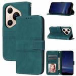 For Huawei Pura 80 5G Embossed Stripes Skin Feel Leather Phone Case(Dark Green)