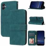 For Samsung Galaxy A07 4G / A06 4G Embossed Stripes Skin Feel Leather Phone Case(Dark Green)