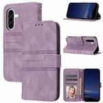 For Samsung Galaxy A17 5G / A26 5G Embossed Stripes Skin Feel Leather Phone Case(Light Purple)