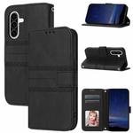 For Samsung Galaxy A17 5G / A26 5G Embossed Stripes Skin Feel Leather Phone Case(Black)