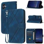 For Samsung Galaxy A07 4G / A06 4G Embossed Line Leather Phone Case with Lanyard(Blue)