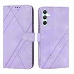 For Samsung Galaxy A17 5G / A26 5G Embossed Line Leather Phone Case with Lanyard(Purple)