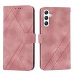 For Samsung Galaxy A17 5G / A26 5G Embossed Line Leather Phone Case with Lanyard(Pink)