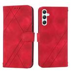 For Samsung Galaxy A17 5G / A26 5G Embossed Line Leather Phone Case with Lanyard(Red)