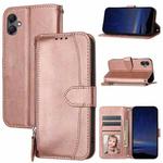 For Samsung Galaxy A07 4G / A06 4G Oil Skin Zipper Wallet Leather Phone Case(Rose Gold)