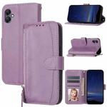 For Samsung Galaxy A07 4G / A06 4G Oil Skin Zipper Wallet Leather Phone Case(Purple)