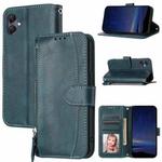 For Samsung Galaxy A07 4G / A06 4G Oil Skin Zipper Wallet Leather Phone Case(Blue)