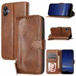 For Samsung Galaxy A07 4G / A06 4G Oil Skin Zipper Wallet Leather Phone Case(Brown)