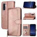 For Samsung Galaxy A17 5G / A26 5G Oil Skin Zipper Wallet Leather Phone Case(Rose Gold)
