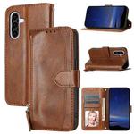 For Samsung Galaxy A17 5G / A26 5G Oil Skin Zipper Wallet Leather Phone Case(Brown)