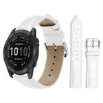 For Garmin Fenix 8/7X/6X/5X 26mm 22mm xDfind Bamboo Texture Pin Buckle Leather Watch Band(White)