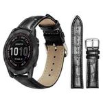 For Garmin Fenix 8/7X/6X/5X 26mm 22mm xDfind Bamboo Texture Pin Buckle Leather Watch Band(Black)