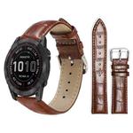 For Garmin Fenix 8/7X/6X/5X 26mm 22mm xDfind Bamboo Texture Pin Buckle Leather Watch Band(Dark Brown)
