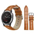 For Garmin Fenix 8/7/6/5 22mm 20mm xDfind Bamboo Texture Pin Buckle Leather Watch Band(Light Brown)