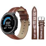For Garmin Forerunner 220/735/735XT/230/235 20mm xDfind Bamboo Texture Pin Buckle Leather Watch Band(Dark Brown)