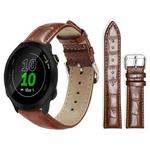 For Garmin Forerunner 45/45S/Swim2 18mm xDfind Bamboo Texture Pin Buckle Leather Watch Band(Dark Brown)