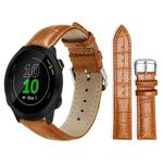 For Garmin Forerunner 45/45S/Swim2 18mm xDfind Bamboo Texture Pin Buckle Leather Watch Band(Light Brown)