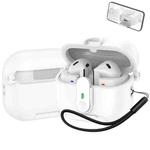 For Samsung Galaxy Buds3 / Buds3 Pro One-piece Holder Wireless Earphones Case with Lanyard(White)