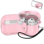For Samsung Galaxy Buds3 / Buds3 Pro One-piece Holder Wireless Earphones Case with Lanyard(Pink)