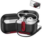 For Samsung Galaxy Buds3 / Buds3 Pro One-piece Holder Wireless Earphones Case with Lanyard(Black Red)